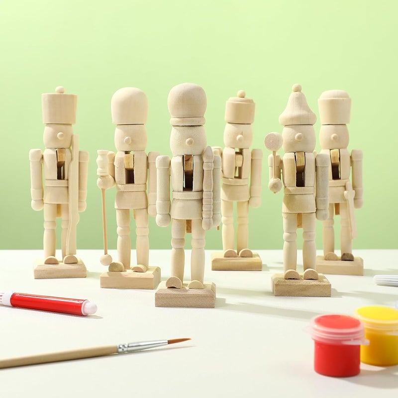 PASOLABE Store Christmas Wooden Nutcrackers Unpainted Nutcracker 12Pcs Christmas Unfinished Nutcracker Figures DIY Nutcracker Blank Nutcracker - Image 5